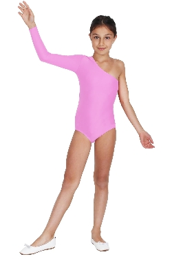 BODY DANZA LYCRA MONOSPALLA MANICA LUNGA ROSA BAMBINA